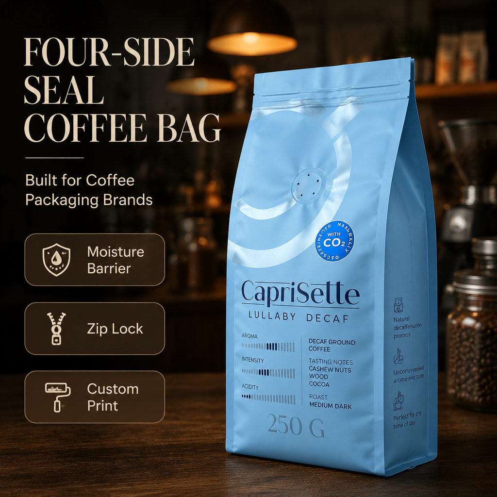 Custom Printed Coffee Packaging Bags Flat Bottom & Stand Up Pouches - 图片 4