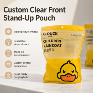 Custom Printed Stand Up Pouches with Window for Retail