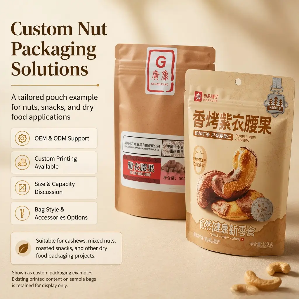 custom printing nuts packaging bags with ziplock factory