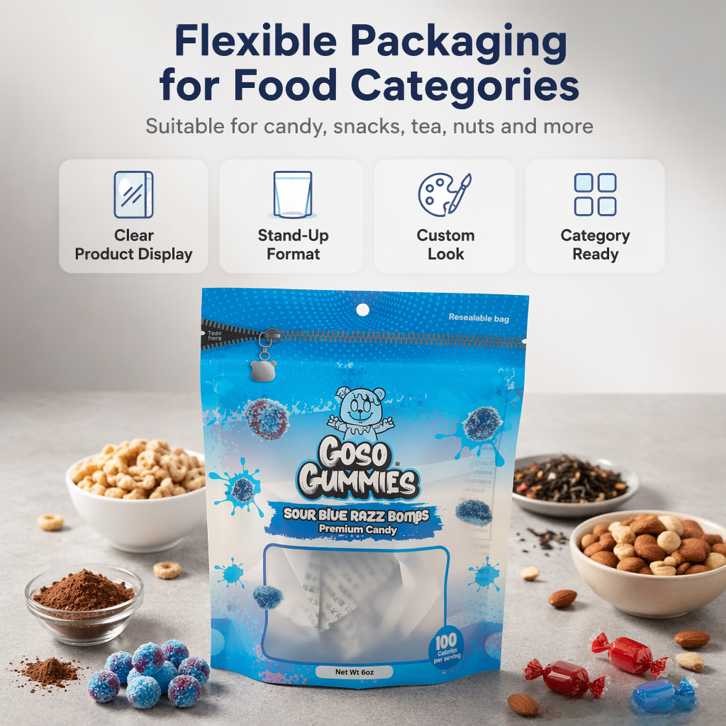Custom Printed Candy Packaging Bags with Window - 图片 2