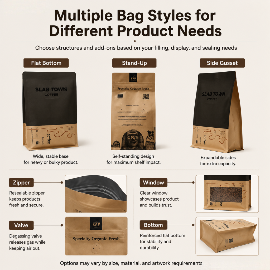 Custom Printed Kraft Paper Packaging Bags for Food - 图片 2