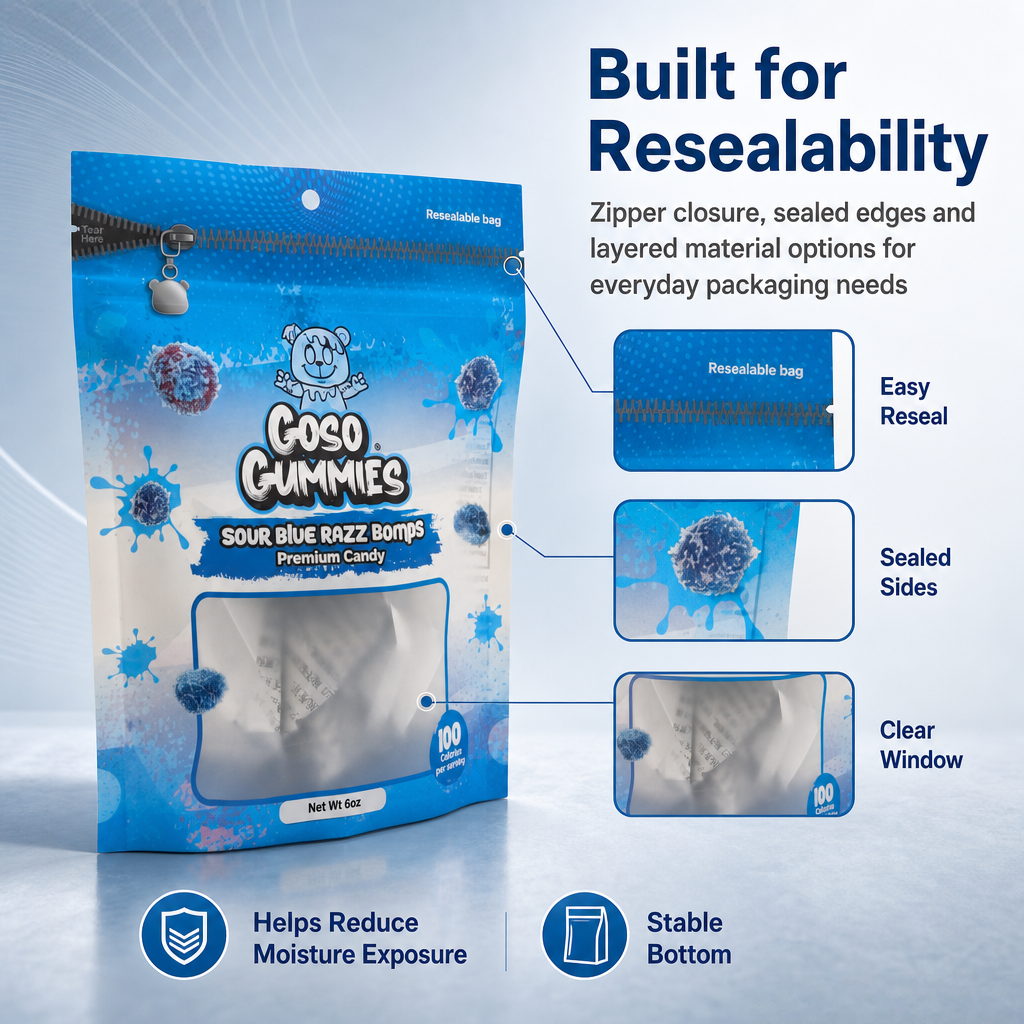 Custom Printed Candy Packaging Bags with Window - 图片 3