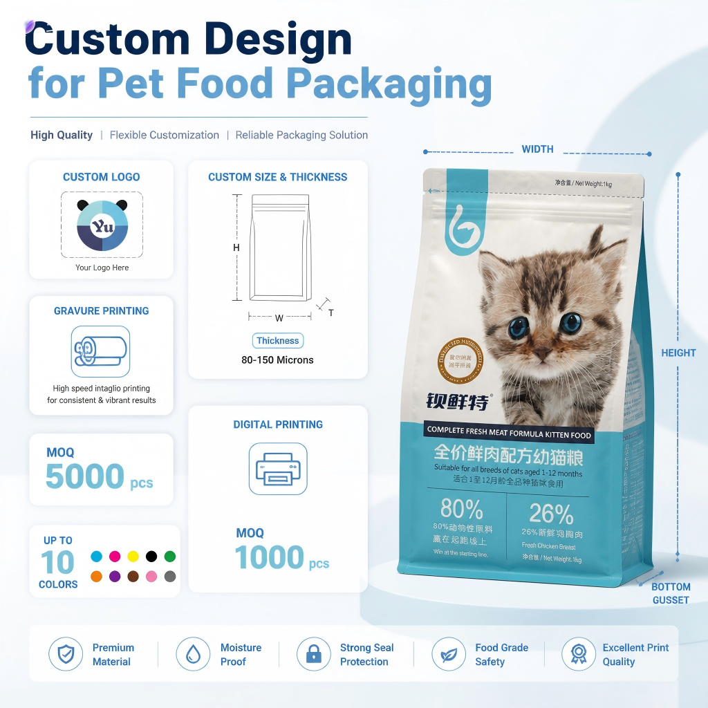 Custom Cat Food Packaging Bags & Pet Treat Pouches Wholesale - 图片 2