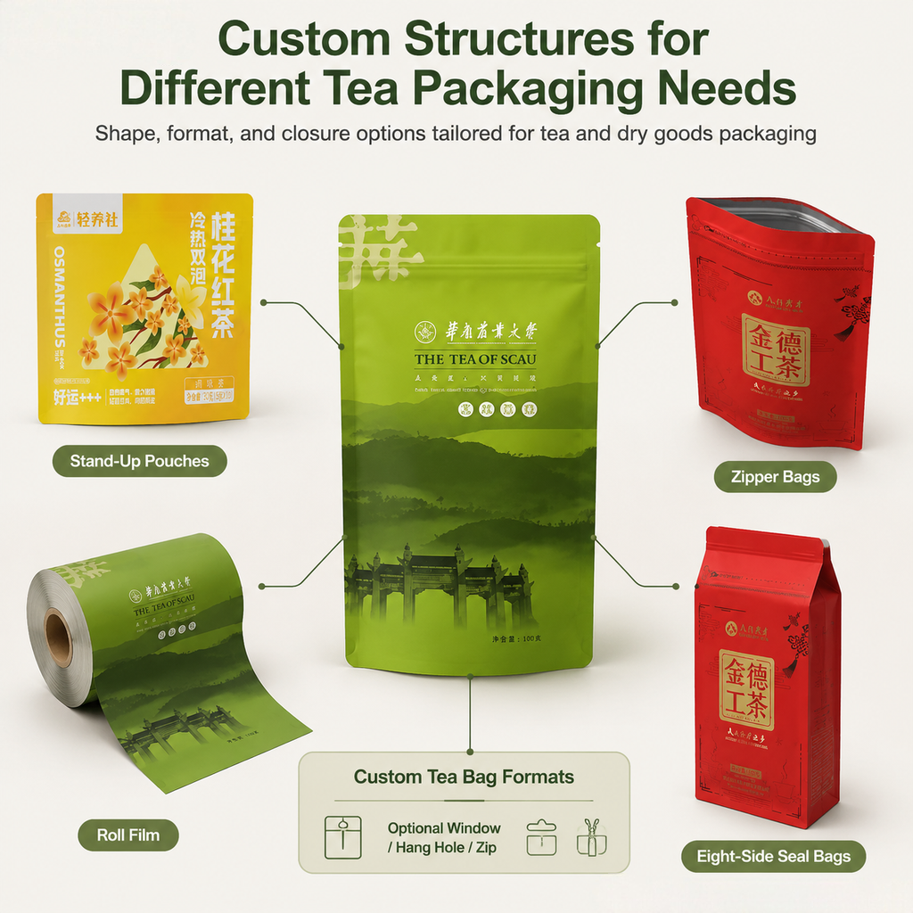 Custom Premium Tea Packaging Bags & Roll Film - 图片 3