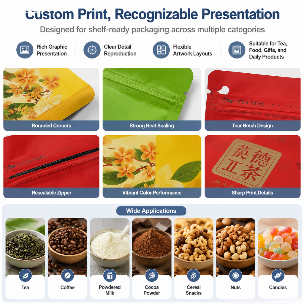 Custom Premium Tea Packaging Bags & Roll Film - 图片 4