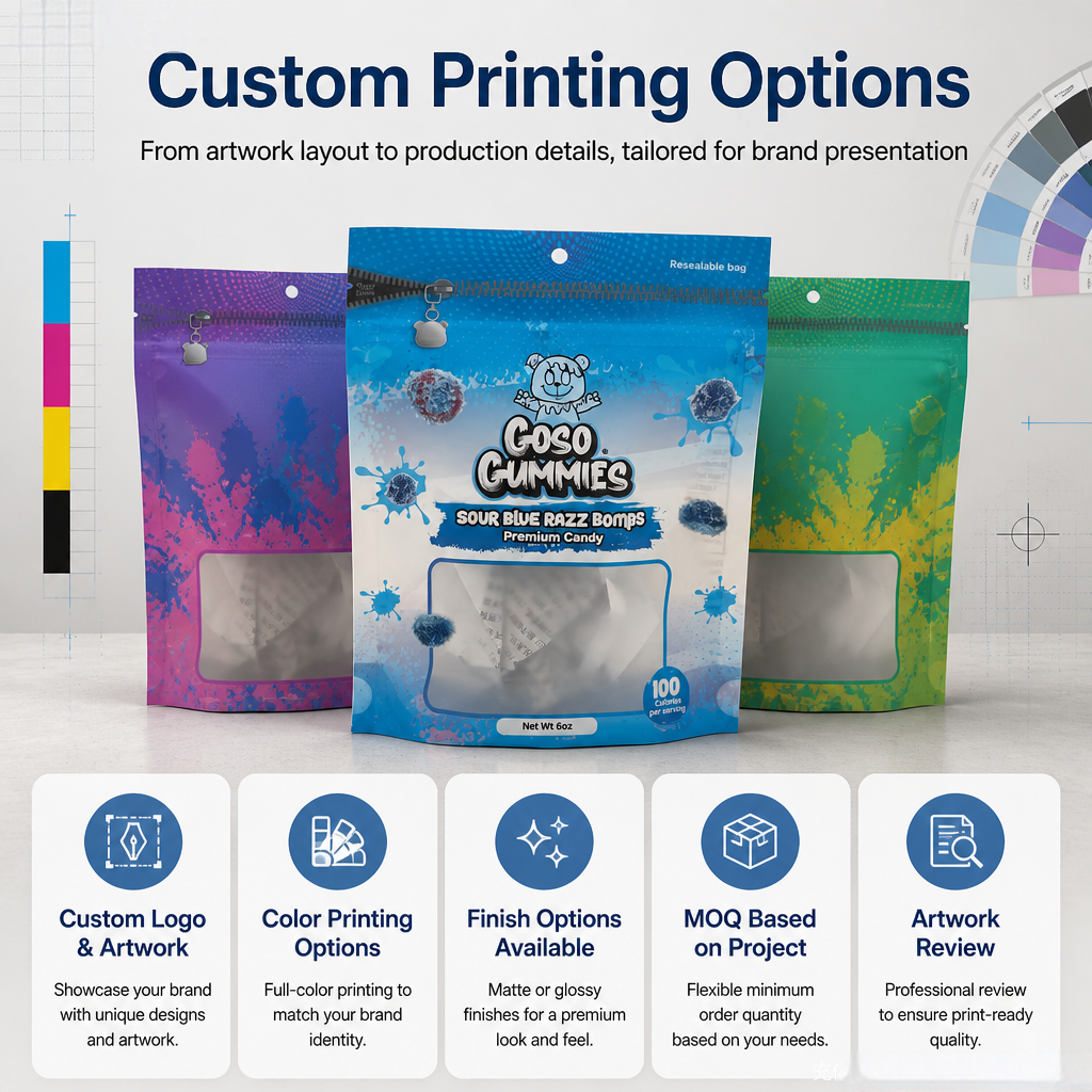 Custom Printed Candy Packaging Bags with Window - 图片 4