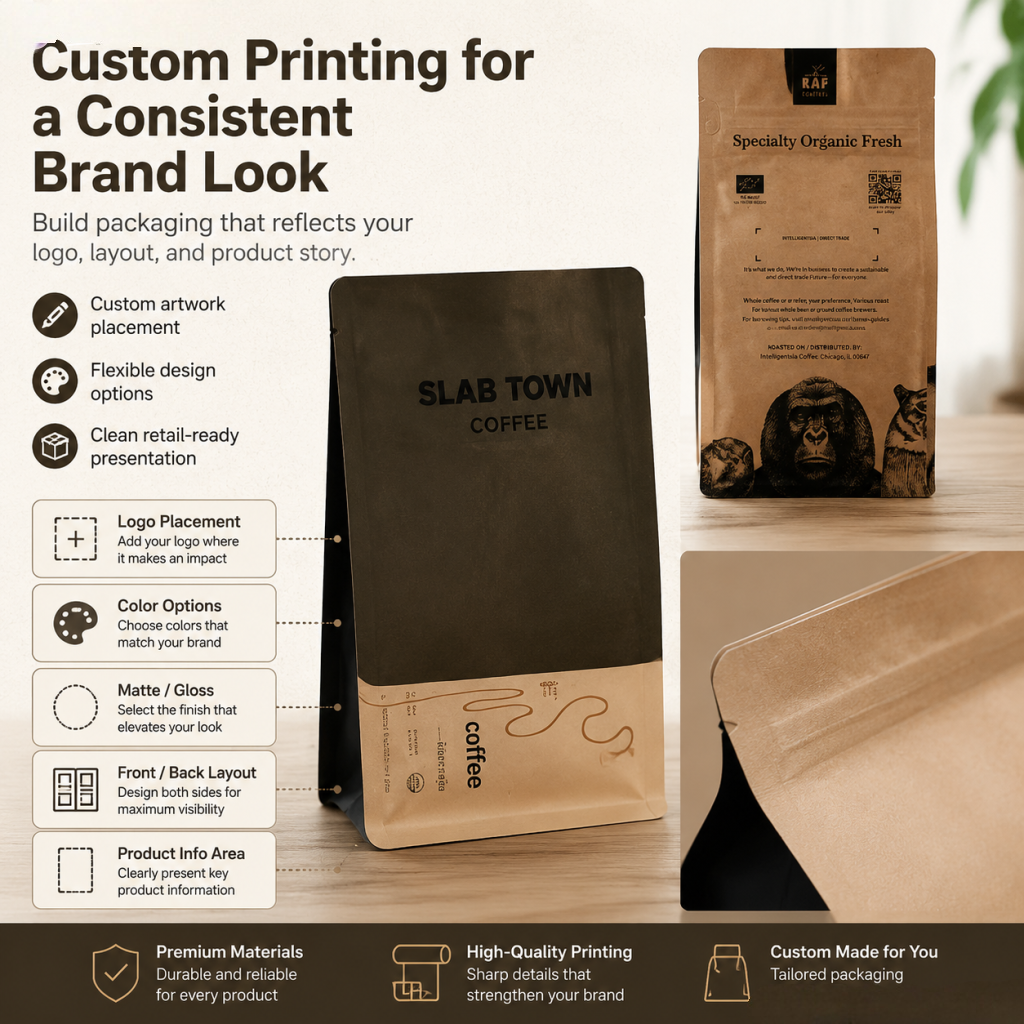 Custom Printed Kraft Paper Packaging Bags for Food - 图片 4