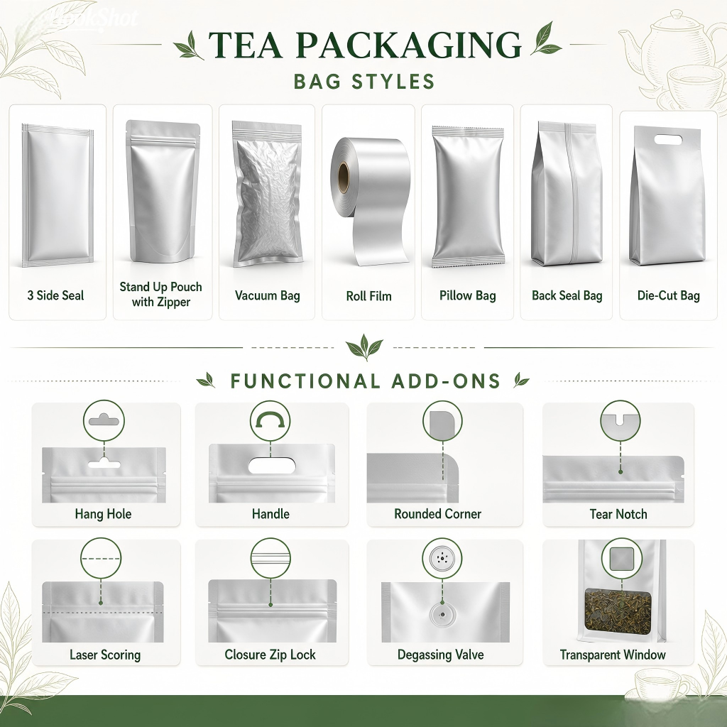 Custom Tea Packaging Pouches & Roll Film Wholesale - 图片 4