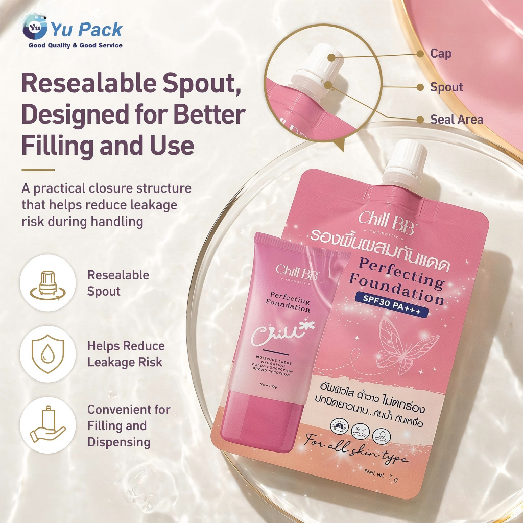 Custom Sunscreen Spout Pouches and Skincare Packaging - 图片 4
