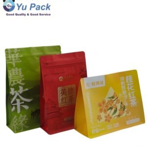 Food Grade Custom Printed Tea Packaging Bag Aluminum Foil Flat Bottom Pouch Stand up Zipper Bag for Green Tea Black Tea Matcha Packaging