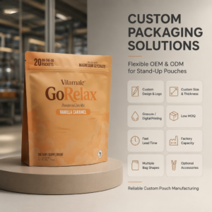 Custom Printed Stand Up Pouch for Dietary Supplements & Drink Mix