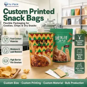 Custom Printed Stand Up Pouch for Cookies & Tempura Chips