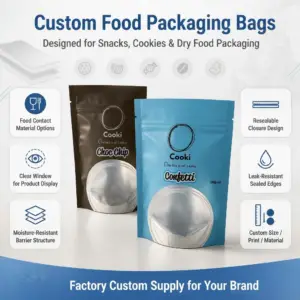 Custom Clear Front Packaging Bags with Clear Window and One Side Clear Aluminum Foil