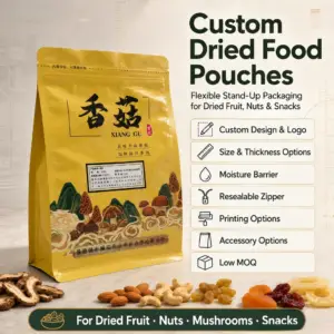Custom Printed Stand Up Pouch for Dried Mushrooms & Dried Chili