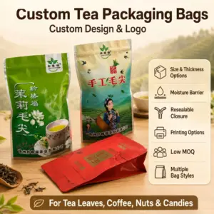 Custom Tea Packaging Bags and Loose Leaf Tea Pouches